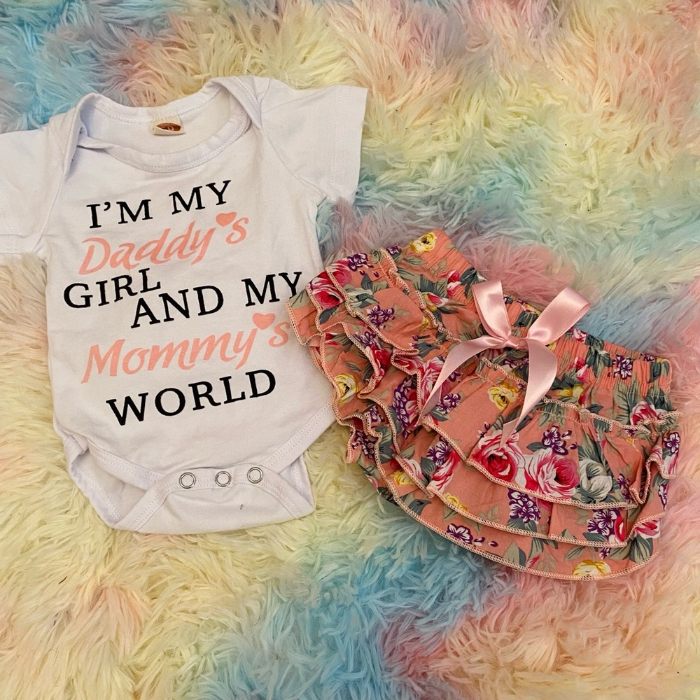 Daddy’s girl and mommy’s world girl outfit with bloomers